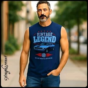 NWOT!! MEN'S XL DARK BLUE TANK TOP WITH HIGHLY DETAILED GRAPHICS